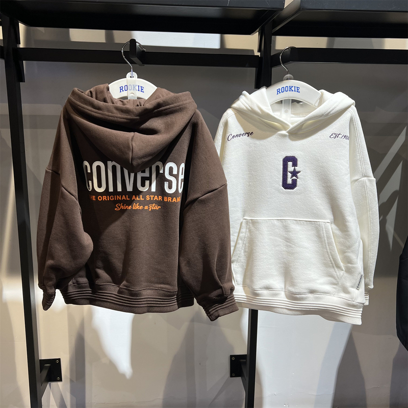 Converse Kidsren's Autumn and Winter Pure Cotton Hooded Sweatshirt Loose Sports Style American Hoodie Cv2642233