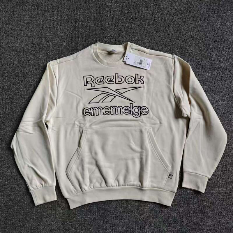 Reebok X Emelge Collaboration Men's Crewneck Embroidered Large Logo Pullover Terry Sweatshirt Ha7168 Reebok X Emelge Collaboration Men's Crewneck Embroidered Large Logo Pullover Terry Sweatshirt Ha7168