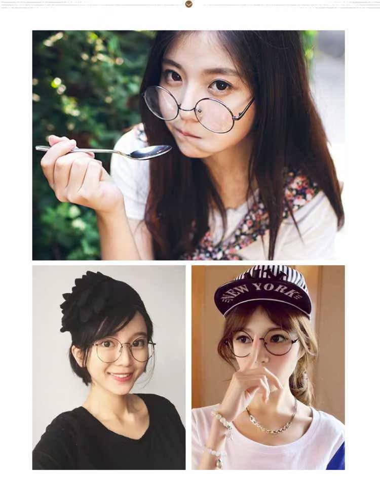 2018 new net red ins kính khung nữ lớn hộp tròn mặt cận thị khung lớn mặt kính gọng kính chống ánh sáng xanh tròng kính đổi màu