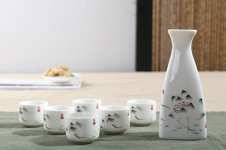 Rượu thủy tinh đặt gốm rượu mạnh tinh thần rượu vang trắng chai rượu vang rượu sake nồi rượu nhỏ hầm rượu nhà hàng Nhật Bản ly uống rượu whisky