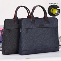 Portable briefcase mens business water Cup A4 file bag womens office bag conference large capacity canvas simple information bag
