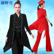 Off-road camp new cloak jacket diamond-set cape gold velvet dance suit Sailor dance costume female Jitba performance suit