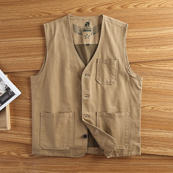Foreign trade american pure cotton retro loose outer vest