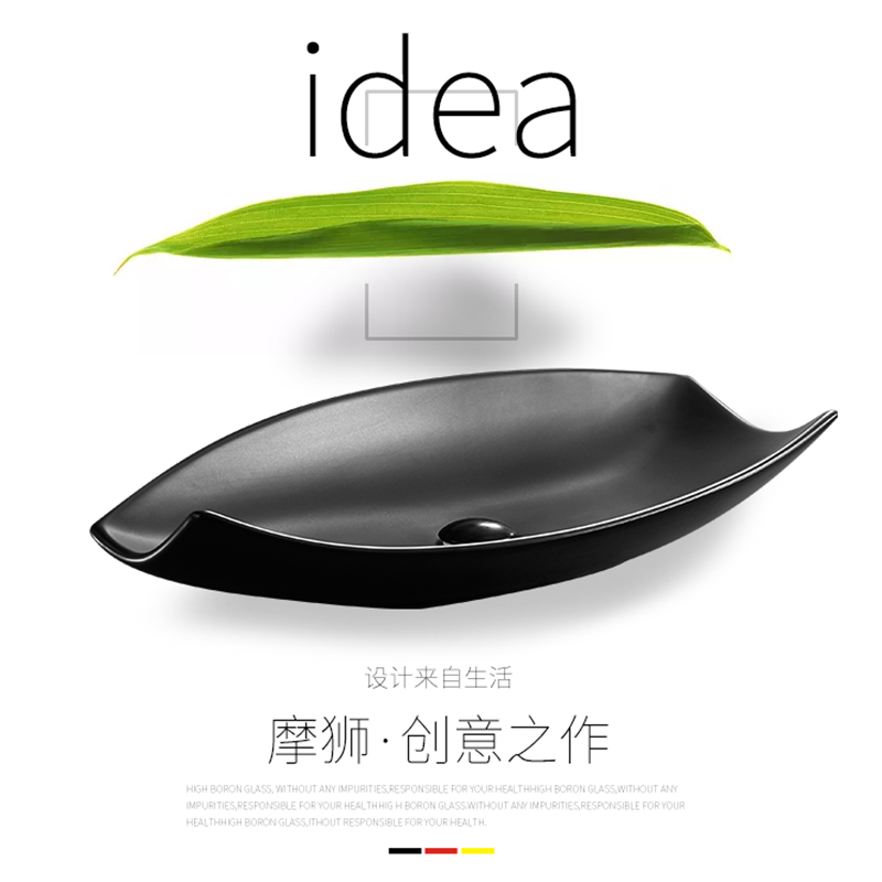 Nordic minimalist tree leaf ceramic countertop basin black single sink powder room creative art washbasin washbasin