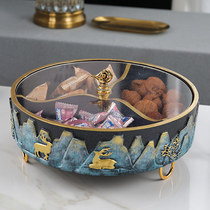 New Chinese creative resin dry fruit tray Home European style tea table New Chinese New Year melon Candy Nut Sub lattice fruit tray hem