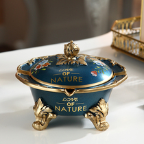 European creative large ashtray with lid household living room coffee table office storage decoration bar personality decoration