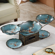 American fruit plate tissue box ashtray with lid dry fruit plate candy plate creative iron ceramic living room household ornaments