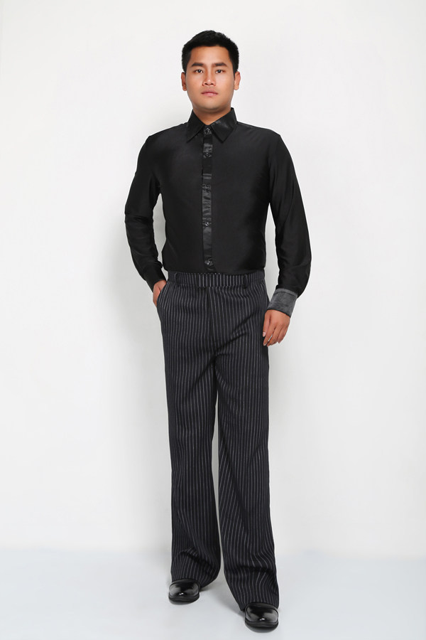 Male Latin Dance National Mark Morden Dance Square Social Dance Costume Contest Costume Show Suit Striped Long Sleeves