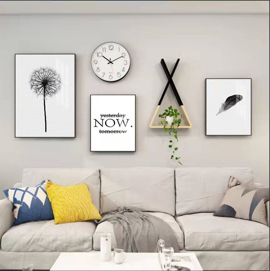 Modern light luxury living room sofa background black and white decorative painting Nordic simple dining room photo wall corridor corridor hanging painting