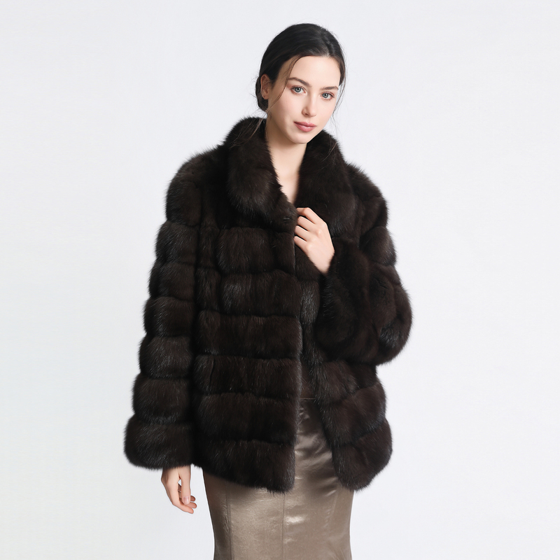 Vell Fur Russian Sable Color No. 1 Luxurious and Elegant Double-Sided Wearable Fur Coat Z142
