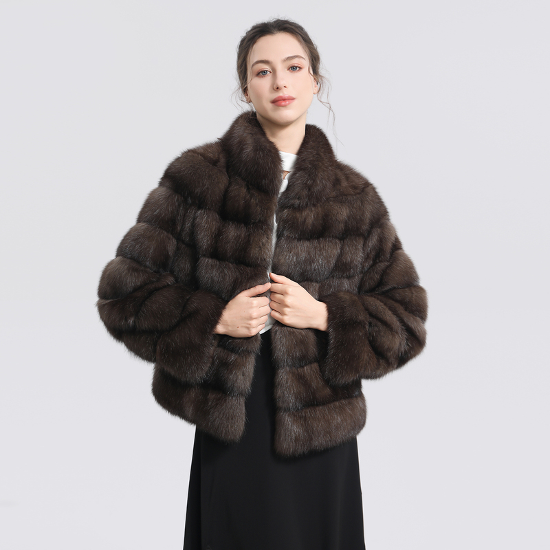 Vell Fur Z32 Sable Ace 5+ Starry Sky Stand Collar Russian Sable Socialite Coat