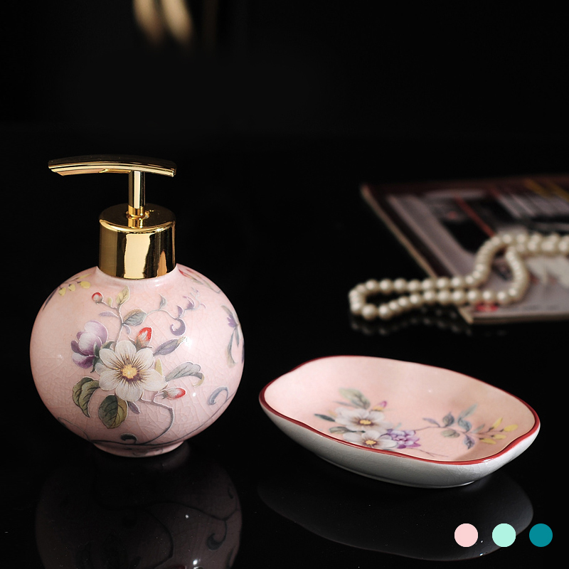 Ceramic liquid bottle soap box two-piece American hand sanitizer bottle soap dish personality dressing room sub-bottling laundry detergent bottle