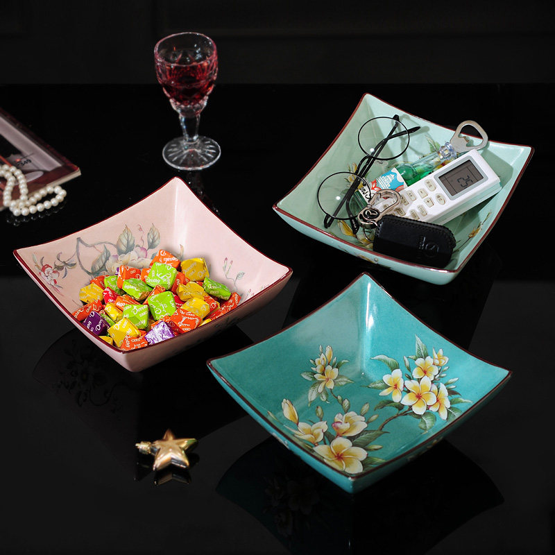 Chinese living room fruit plate American light luxury household coffee table Fruit bowl Snack plate Key storage plate Decorative decoration