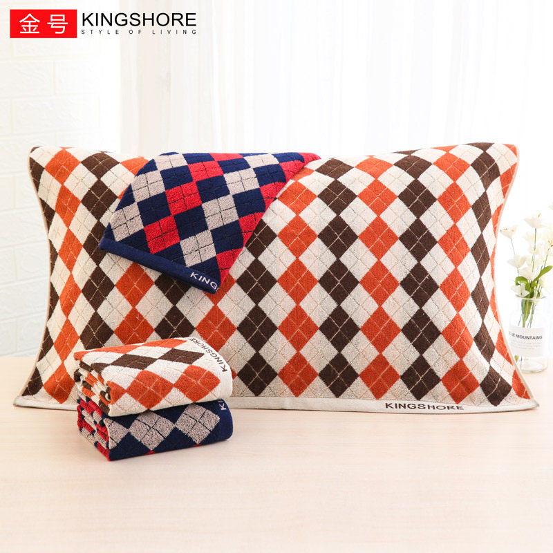 Gold Number Pure Cotton Pillow Towels 2 Strips Full Cotton Home Student Adult Pillow Towel Pair Thickened Soft Comfort Water Suction