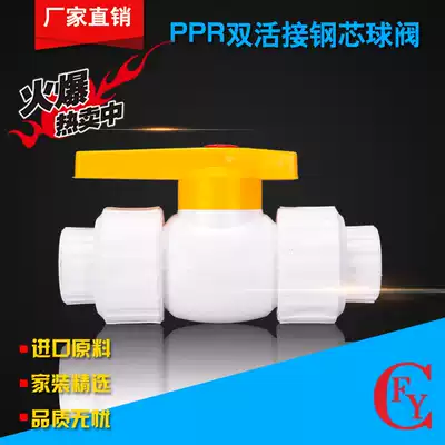 PPR steel core double movable ball valve 20-63 steel core ball valve 4 minutes-2 inch double connecting water pipe fittings PPR valve