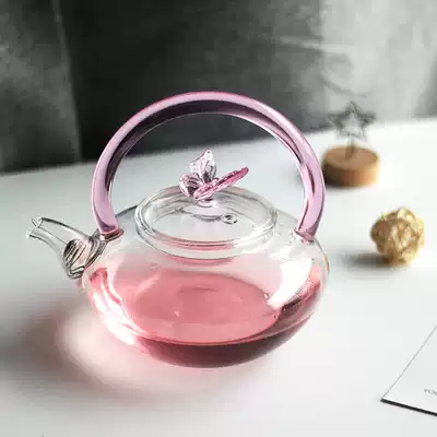 Heat-resistant glass tea set high temperature resistant flower teapot bubble teapot filter household teapot set