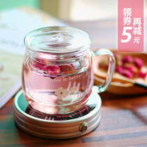 Vankine glass flower tea cup Heat-resistant office tea set with lid filter womens household water cup