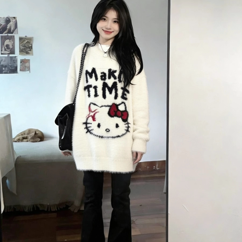 Lazy Style Loose Sweater for Women, Thickened for Autumn and Winter, Suitable for Wearing Outside, for High School and Middle School Students, Older Children, and Young Girls, Warm Base Layer Shirt Lazy Style Loose Sweater for Women, Thickened for Autumn and Winter, Suitable for Wearing Outside, for High School and Middle School Students, Older Children, and Young Girls, Warm Base Layer Shirt