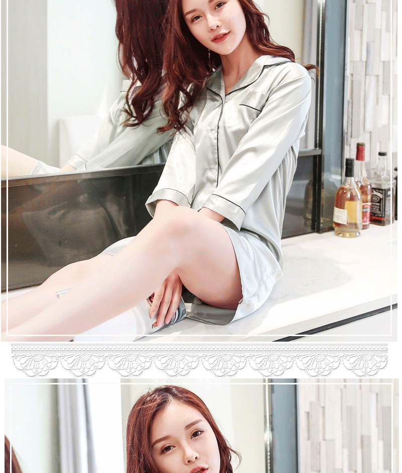 Bộ đồ ngủ nữ mùa xuân và mùa thu băng lụa đêm váy dài tay áo ngủ váy ngủ gợi cảm quyến rũ váy lụa phục vụ mùa hè váy thu đông đẹp