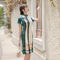 Silk cheongsam 2021 New Chinese style young girl long female modified dress mulberry silk