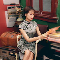 Real silk qipao mulberry silk high-end 2022 The new female young girls temperament improved sexy Republic of China