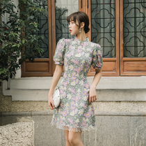 真丝旗袍年轻款少女2021年新款改良版连衣裙清新小香风时尚甜美夏