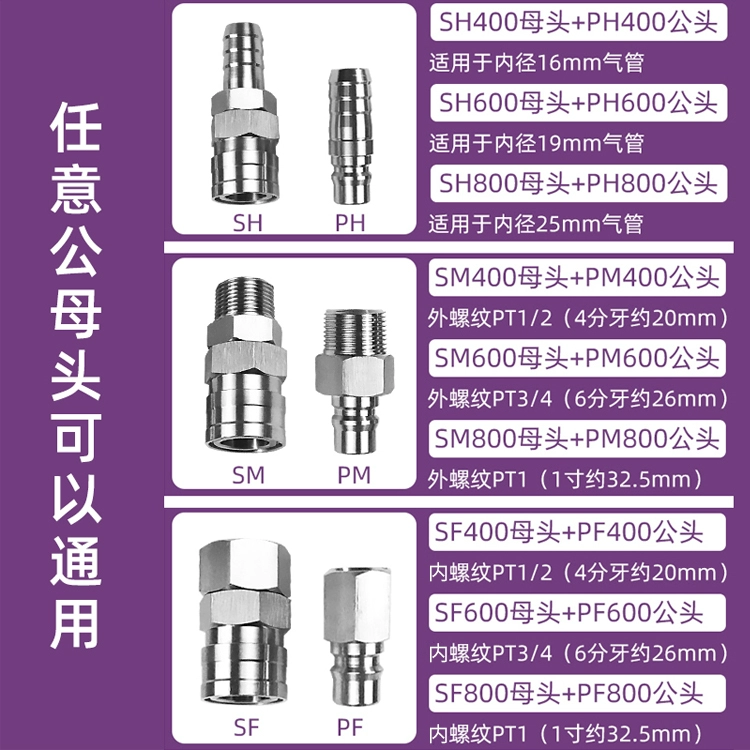 ốc vít các loại Thép không gỉ 304 Đầu nối nhanh loại C tự khóa khớp nối khí quản máy nén khí khí nén nam và nữ phích cắm nhanh chịu được nhiệt độ cao và áp suất cao ốc vít nhựa