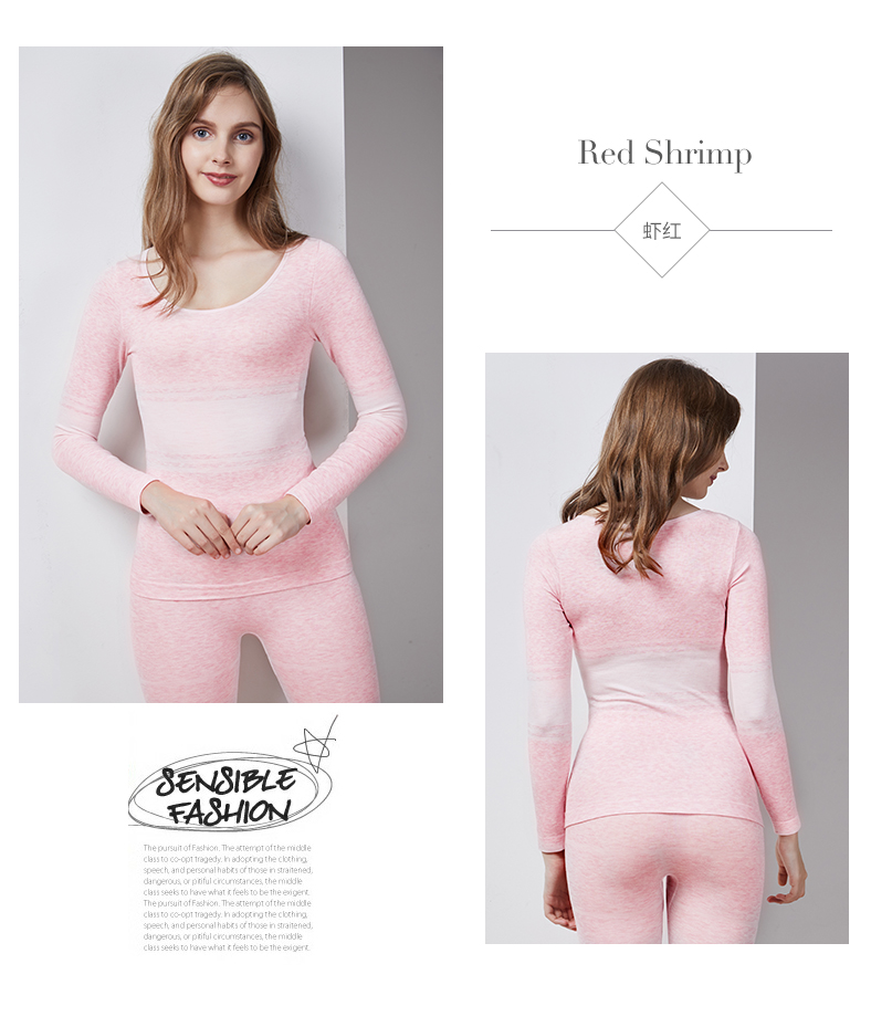 之 云 内衣 女 18 mùa thu và mùa đông mới cổ tròn sọc jacquard đan mỏng phần đồ lót nhiệt quần áo mùa thu đồ lót