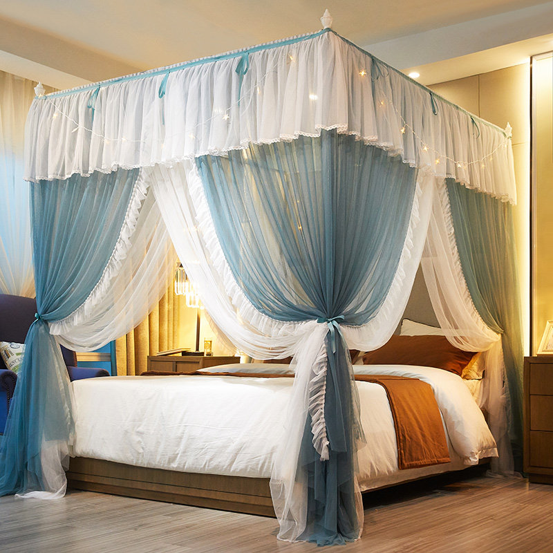 Three-door palace mosquito net princess wind floor bracket 1 8m double 1 5m bed household simple encryption thickening