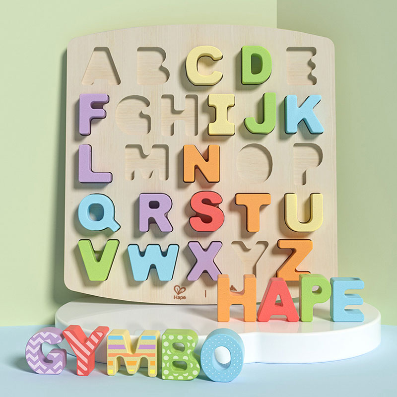 Bodybuilding Garden Hape joint style Wisdom Alphabet Jigsaw Puzzle 3-year-old baby Child puzzle Brain Wood Early Education Toy