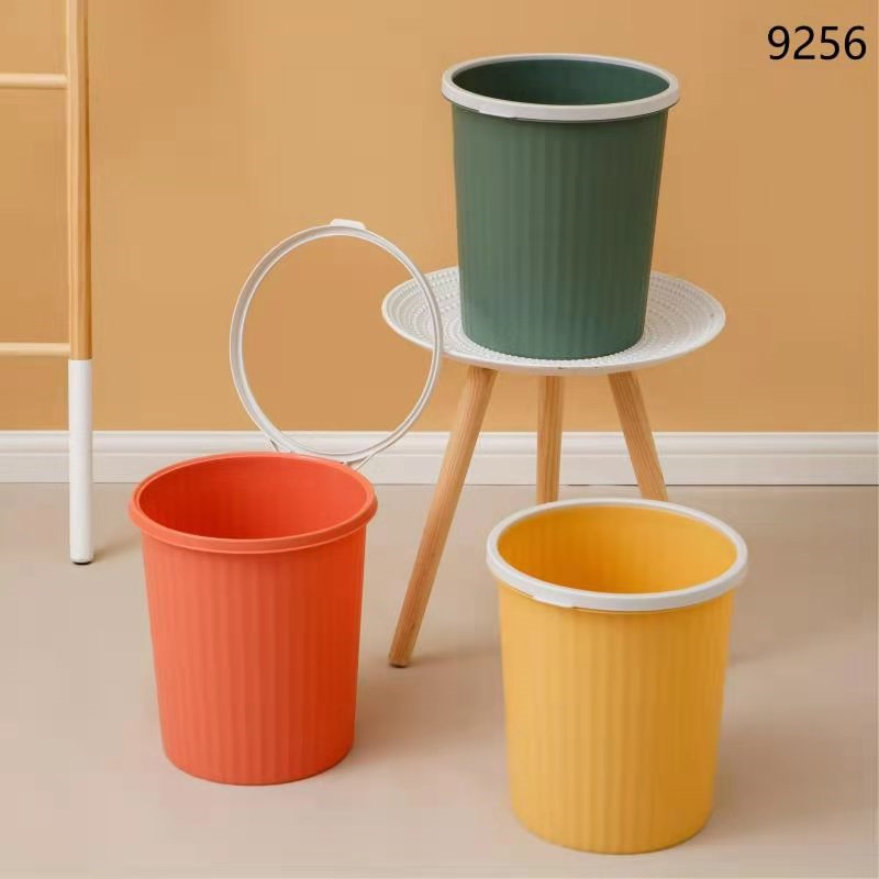 Single Meixiang 9256 large-ring striped toilet trash bin 27*30cm
