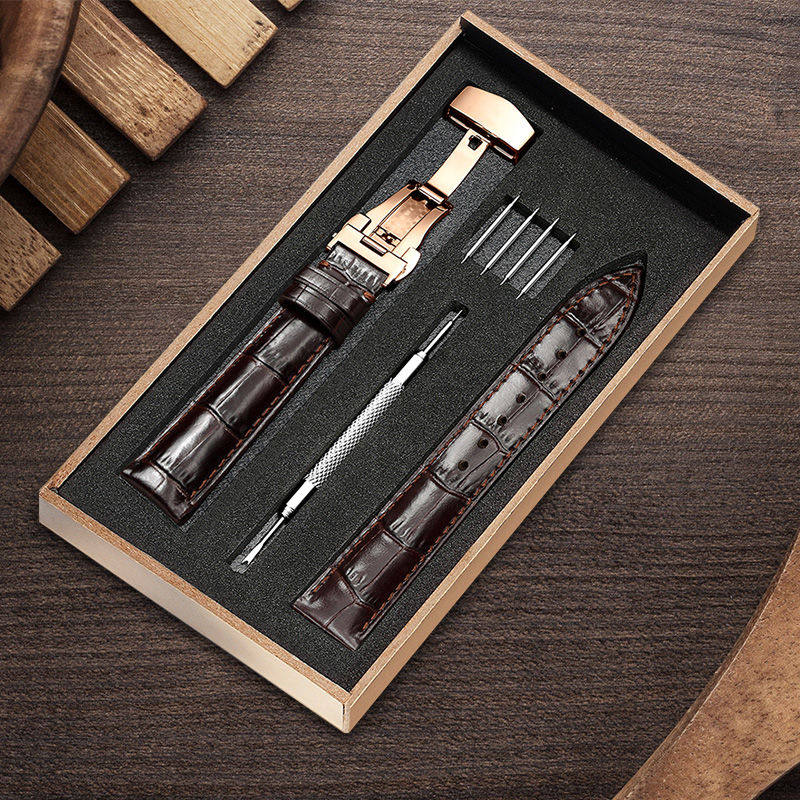 Zhisheng watch with men's and women's real belt accessories butterfly buckle substitute dw Medu Tiansuo Longines King Xtie City ck