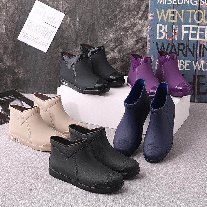 Trend Rainshoes Men Short Shoes Lady Fashion Waterproof Shoes Adult Shoes Work Anti-skating Boots Four Seasons Shoes