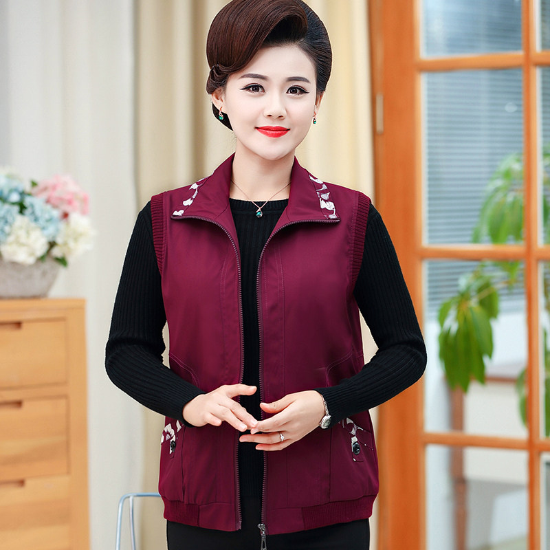 Spring and Autumn Thin Ladies Outer Wear Vest Middle-aged and Older Women's Clothing Commuter Mom Clothes Loose and Thin Women's Vest Vest