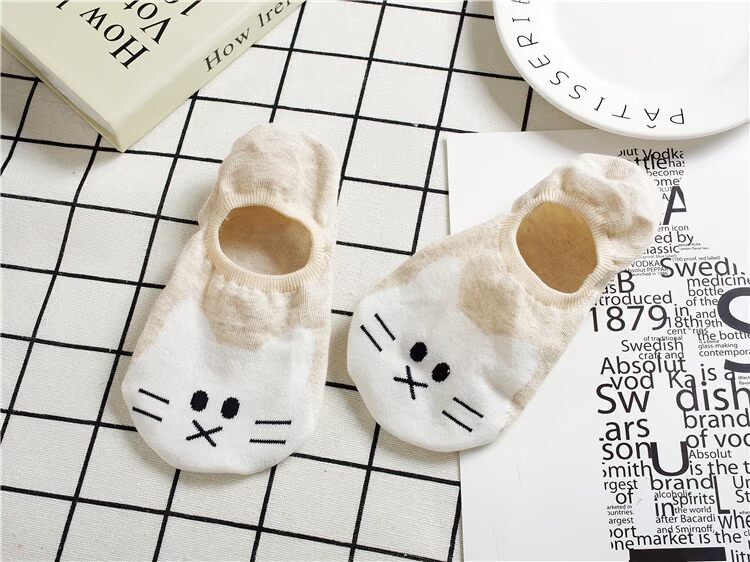 Vớ thuyền, vớ, vớ cotton, vớ nông vô hình, Hàn Quốc nhập khẩu phim hoạt hình stereo kẹo màu vớ thuyền quần tất nữ