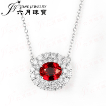 June jewelry natural non-burning red gem sun flower pendant 18K diamond-set womens necklace jewelry customization