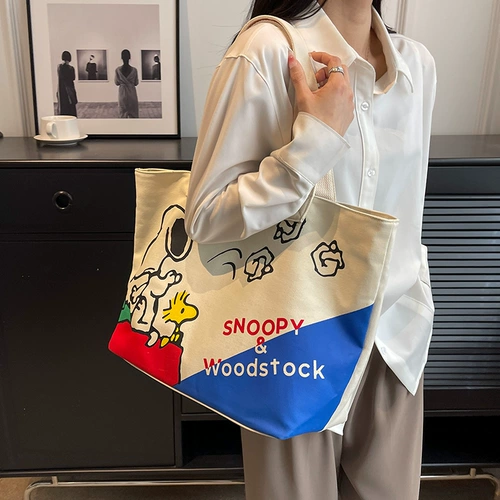 Nuby, брендовый японский вместительный и большой шоппер, мультяшная льняная сумка, сумка на одно плечо