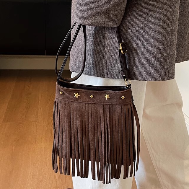 Retro Suede Lightweight Small Bag for Women 2026 New Trendy Versatile Cross-Body Mobile Phone Bag Bohemian Tassel Bag Retro Suede Lightweight Small Bag for Women 2026 New Trendy Versatile Cross-Body Mobile Phone Bag Bohemian Tassel Bag