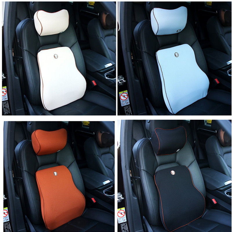 Car lumbar cushion memory foam lumbar pillow breathable driver car lumbar headrest car interior supplies set four seasons