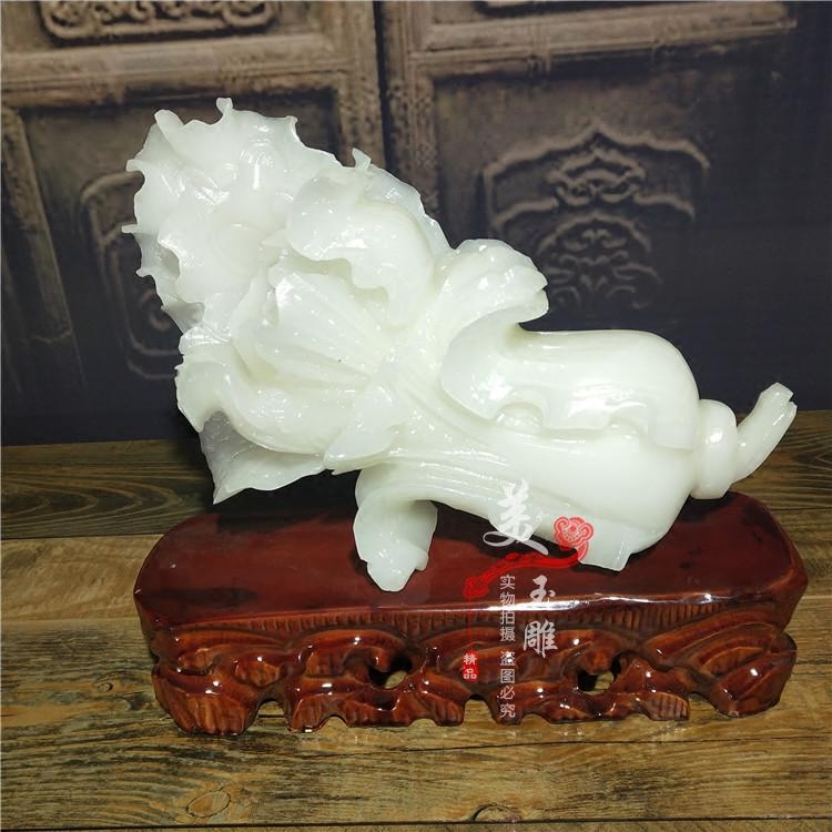 Natural Afghanistan jade cabbage swing piece home living room office Xuanguan jade sculpture craftsmanship ornament Joe transfer gift