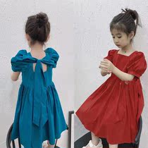 Pola small station girls dress 2021 summer dress new Child foreign air pure cotton Summer Korean version leaky back skirt Summer