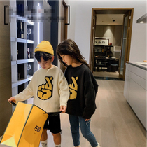 Korean childrens clothing girls sweater 2020 Autumn and Winter new children autumn foreign style 12 Korean round neck pullover sweater