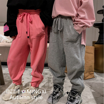 Korean childrens clothing girls sports pants autumn big childrens trousers childrens 2020 New bunch foot loose pants spring and autumn