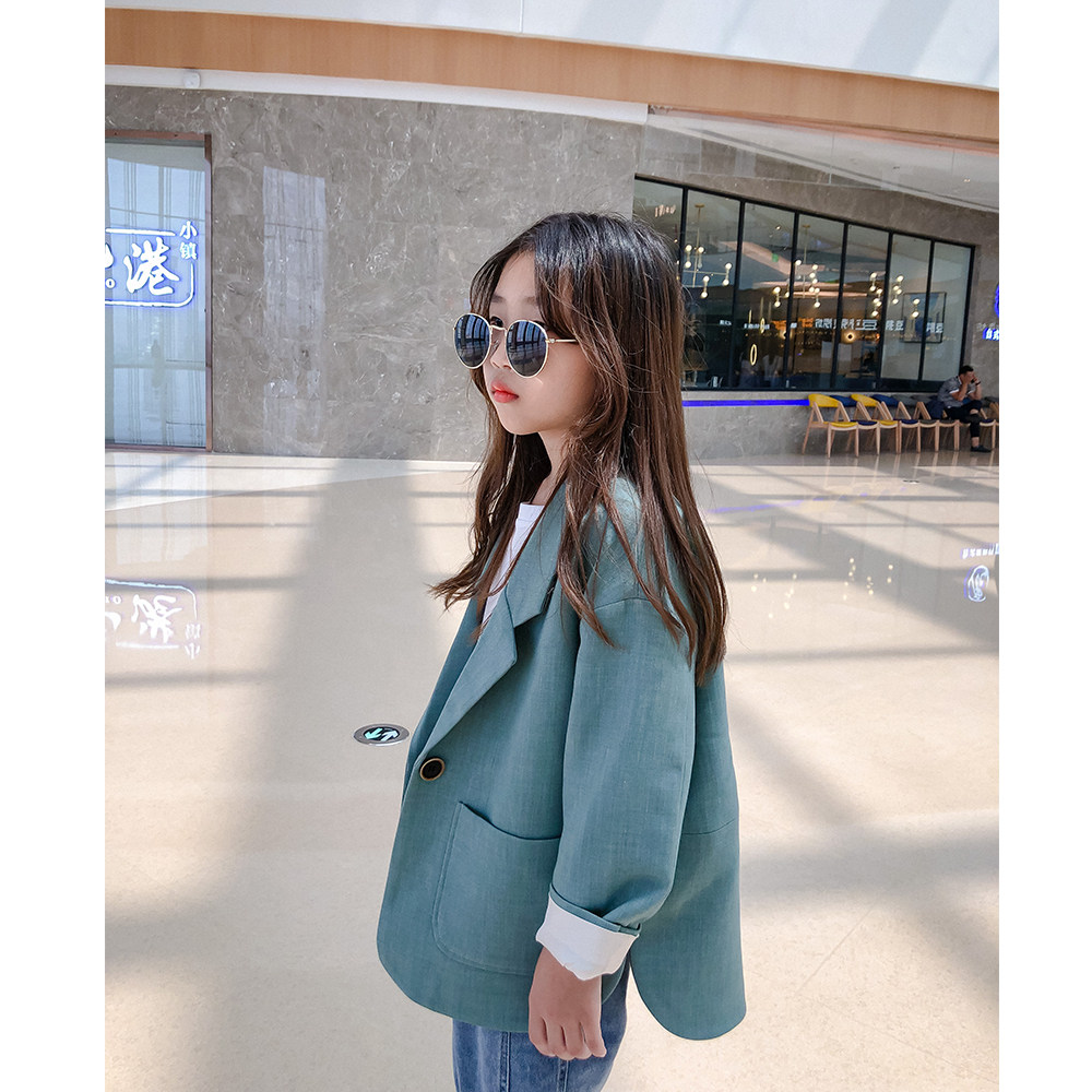 Korean children's clothing Girls ' small suit 2021 spring and autumn new Foreign school children's casual suit spring coat top