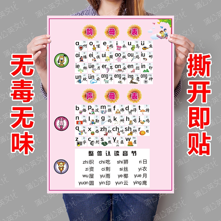 Hanyin Pinyin Alphabet WALL CHART SOUND MOTHER RHYME WALL CHART OVERALL ADMIT READING SYLLABLE CLASSROOM DECORATIVE WALL STICKUP POSTER