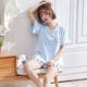 5XL đồ ngủ quá khổ phụ nữ mùa hè cotton ngắn tay cộng với chất béo cộng với kích thước 200 kg bộ đồ mặc nhà mùa hè rộng rãi - Giống cái