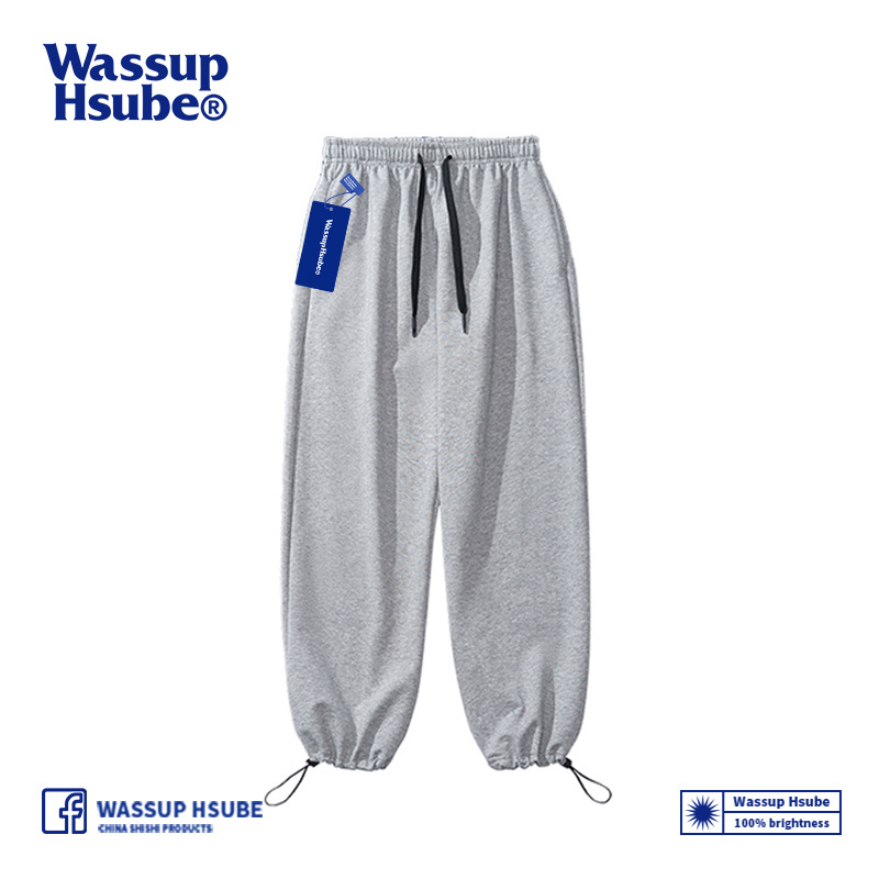 Wassup Men's Sports Pants Spring and Summer New Drawstring Jogger Basketball Sweatpants Gray Couple Casual Long Pants Men