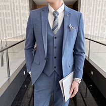 Light blue suit mens suit wedding dress mob Casual groom suit man slim Korean version trend British style