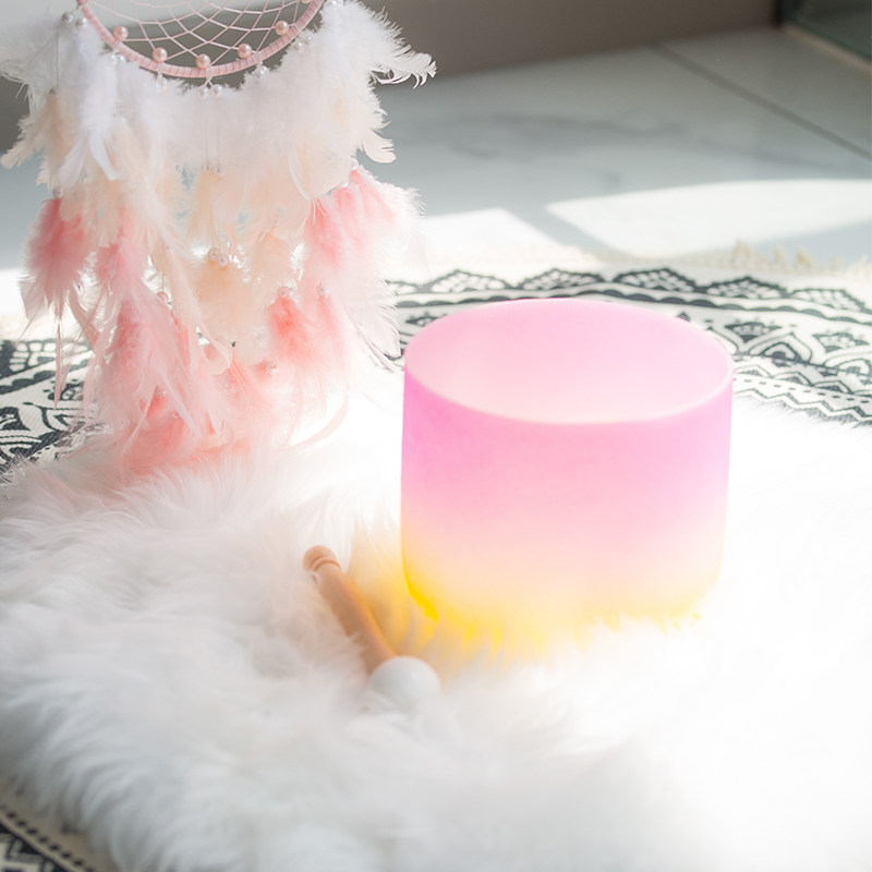 8 10 12 Inch Powder White Yellow Crystal Bowl Music Bowl Tibetan Yoga Musical Instrument Gift Giving Bat Rubber Ring-Taobao