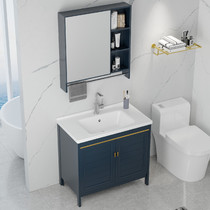 Balcony ceramic sink washbasin space aluminum bathroom cabinet sink integrated floor-to-ceiling washbasin